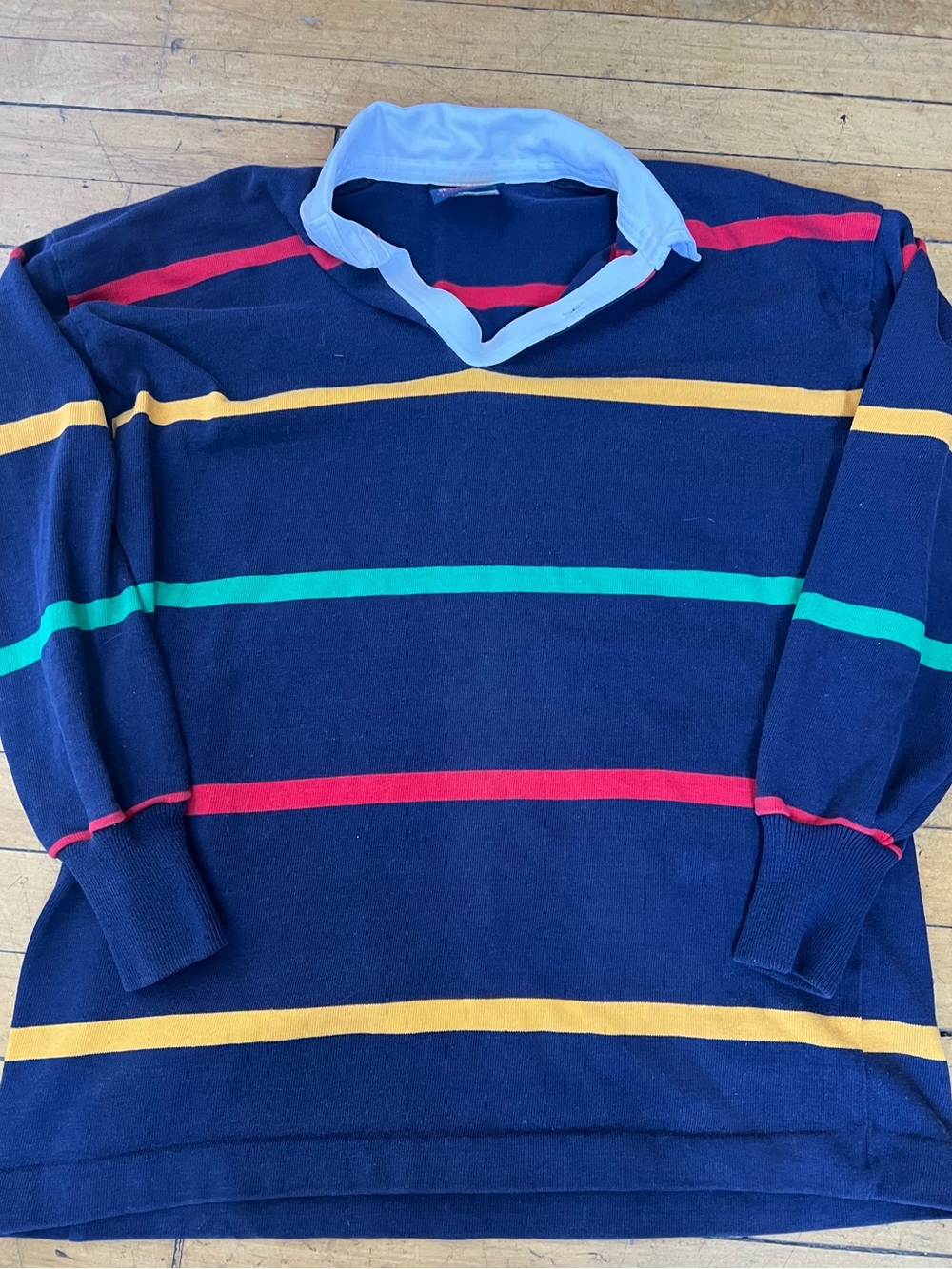 Vintage Canterbury of New Zealand Striped Rugby Polo Jersey XL 44 Long Sleeve